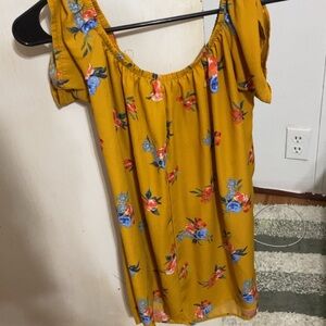 Wishful Park Mustard Floral Blouse